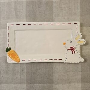 Bunny Easter Stitch Rectangle Serving Tray Plate
